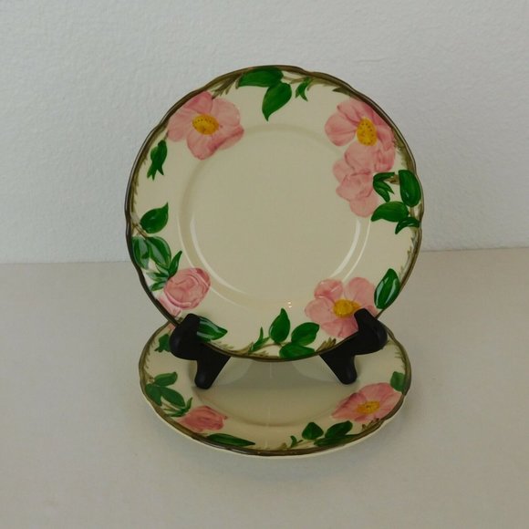 Set of 2 Franciscan Desert Rose Salad Plates 1970s Made in USA 8" dia Pink Green - Picture 8 of 10